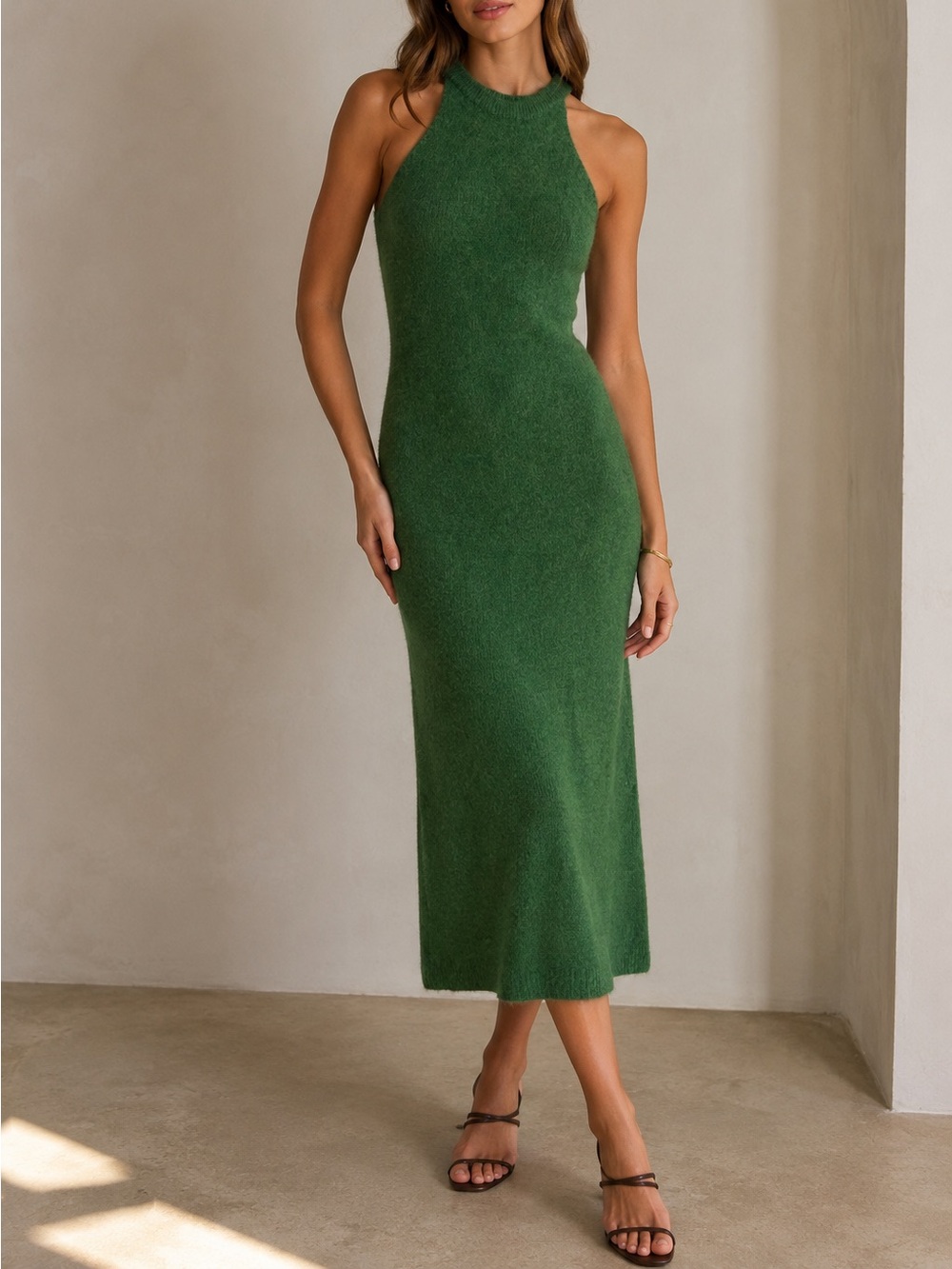 RIHOAS Green Halter Midi Dress